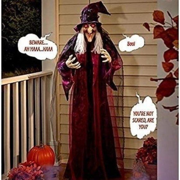 Animated Halloween Witch with Sound Activation and Red Eyes for Outdoor - Picture 2 of 2